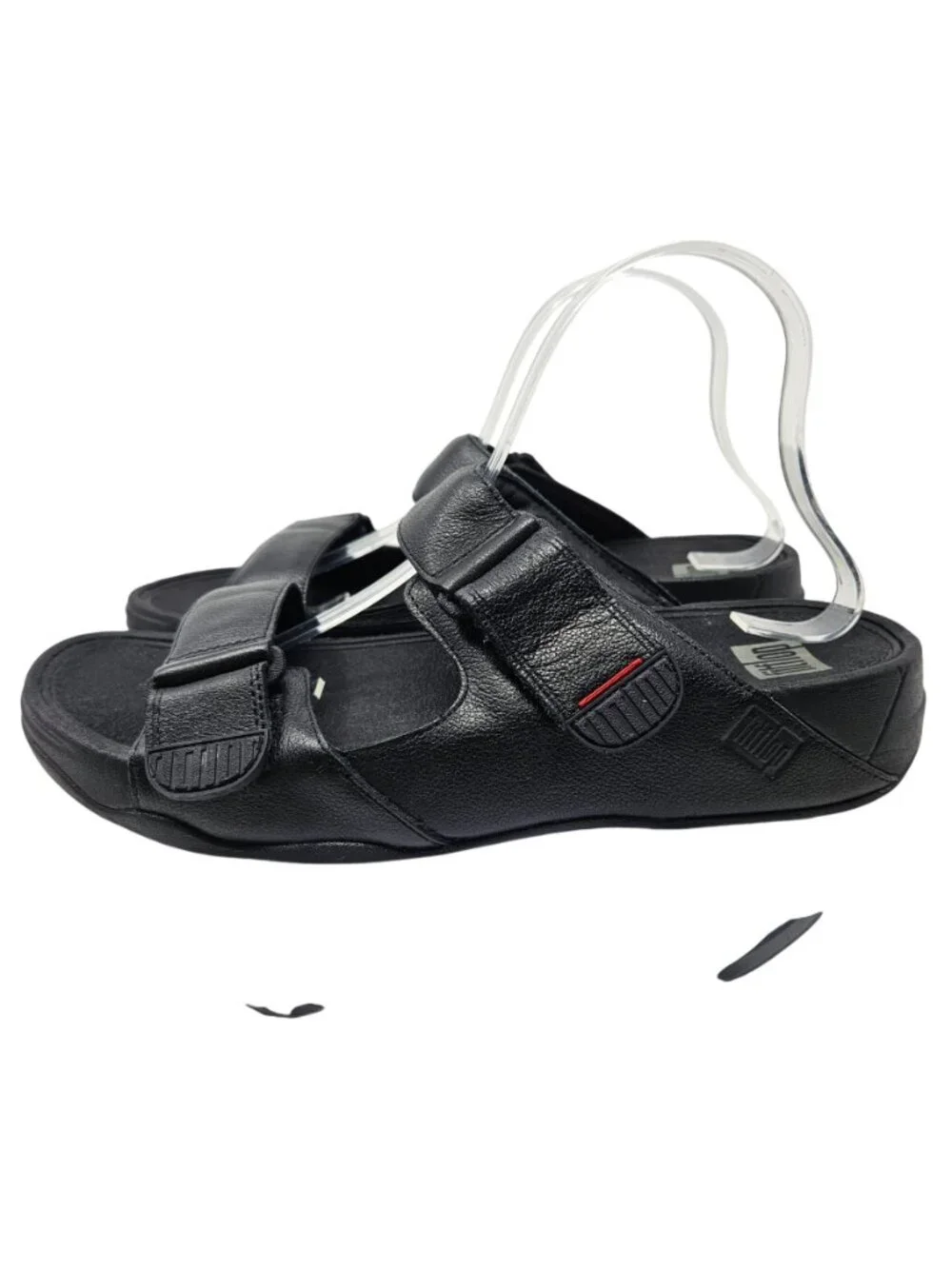 FitFlop Gogh Moc Slide Leather Sandals Shoes Black Mens Size 11 Comfort Slip On